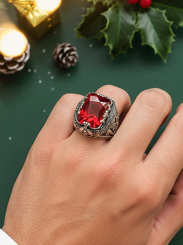 Men's Gemstone Ring Alloy