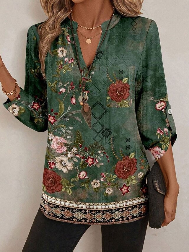 Women's Blouse Print Floral Graphic Vintage Tropical