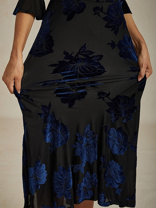 Women's Midi Dress Velvet Dress Elegant Wedding Guest