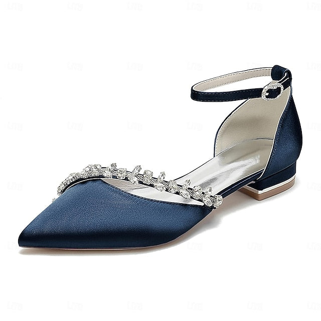 Pointed Toe Elegant Flats Wedding Women's – Satin White
