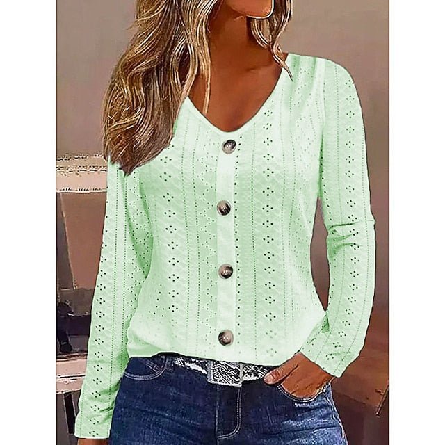Women's White Elegant Lace Tops Eyelet Blouse Dressy Tops