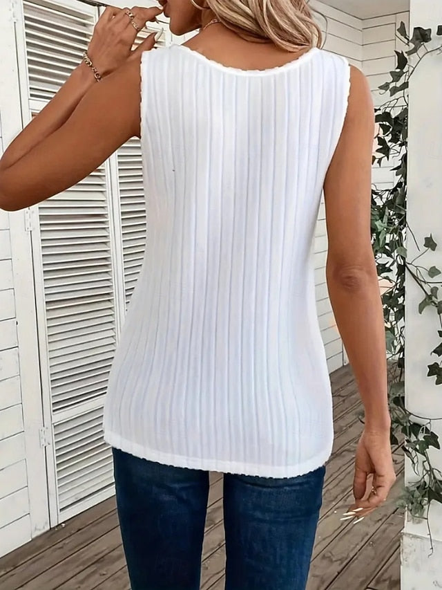 Women's Tank Top Buttons Solid Color Fashion Stylish