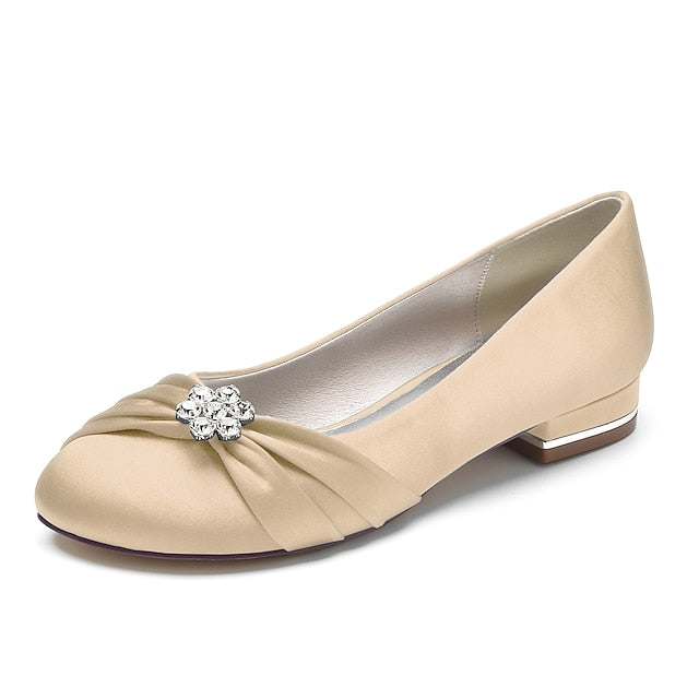 with Satin Wedding Light Women's Rhinestone Flats Blue