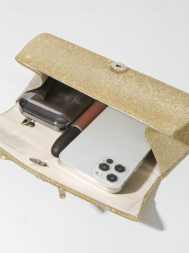 Glitter Purse Rhinestone Blue Clutch Bow with Accent