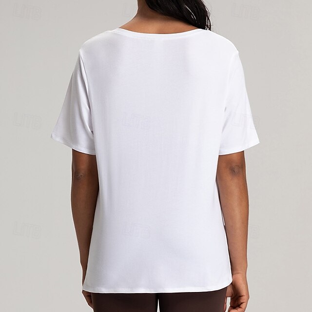 Women's Yoga T-shirt Workout Tops Breathable Loose Short