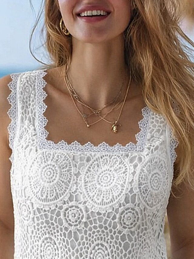 Women's Tank Top Lace Patchwork Plain Fashion Stylish