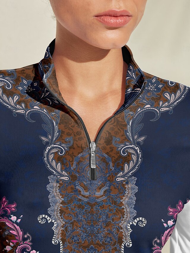 Women's Golf Polo Shirt Dark Navy Long Sleeve Top Ladies