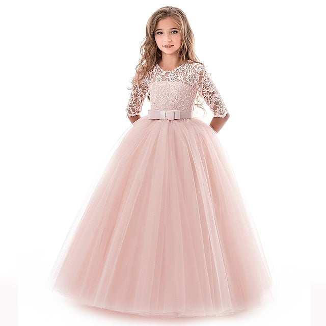 Girl 3-13 Lace Flower Prom Years Princess Dress Kids