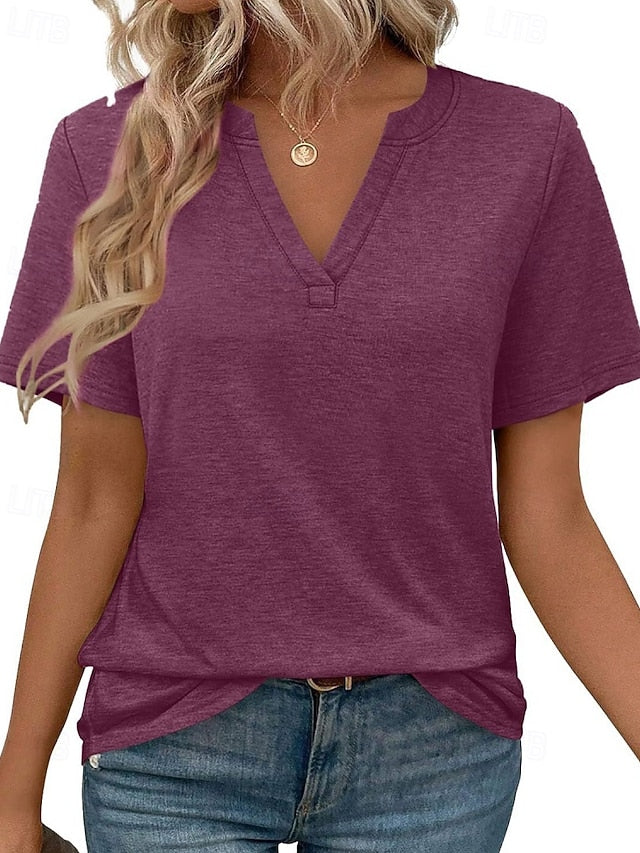 Women's T Shirt Tee Top Plain Fashion Classic Casual Short