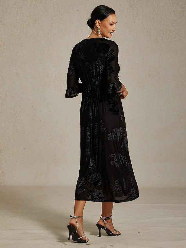Women's Midi Dress Velvet Dress Elegant Wedding Guest