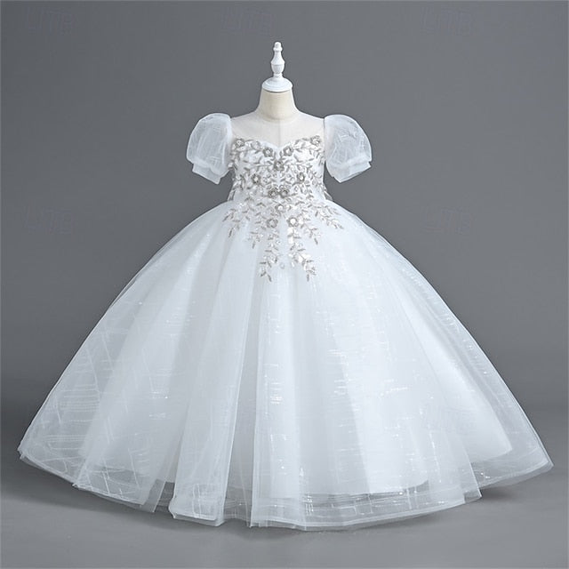 Solid Kids Flower Girl Party Dress Color Girls'