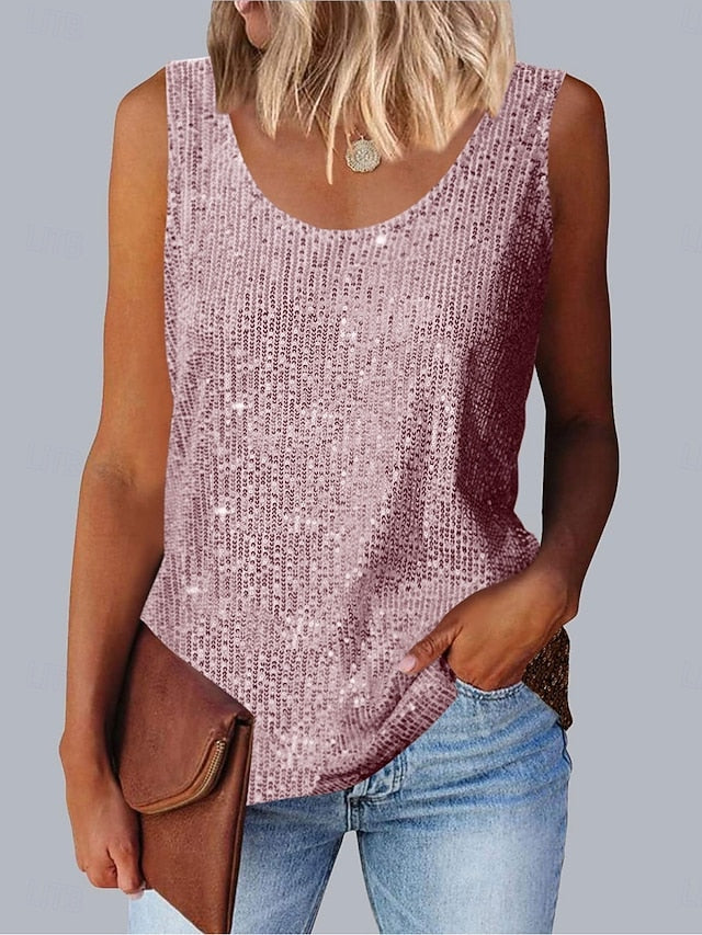 Women's Camisole Tank Top Sequins Solid Color Daily Casual
