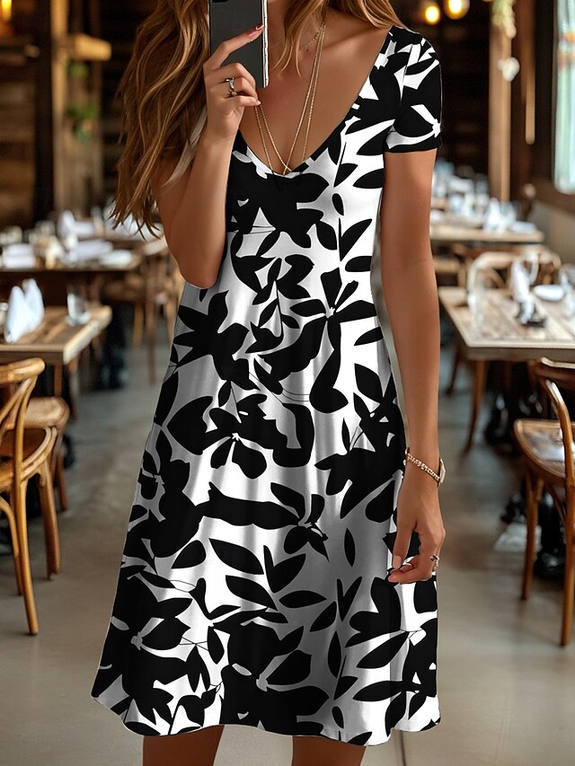 Women's Midi Dress T Shirt Dress Tee Dress Sundress A Line