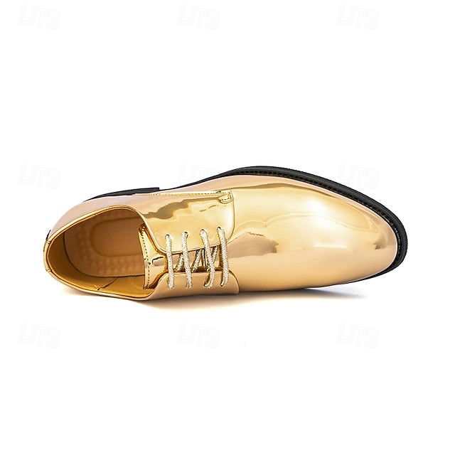 Patent Men Lace-Up – Sleek Shoes Shiny for Gold Leather