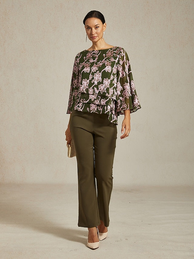 Women's Blouse Chiffon Tops Lace Floral Elegant Stylish