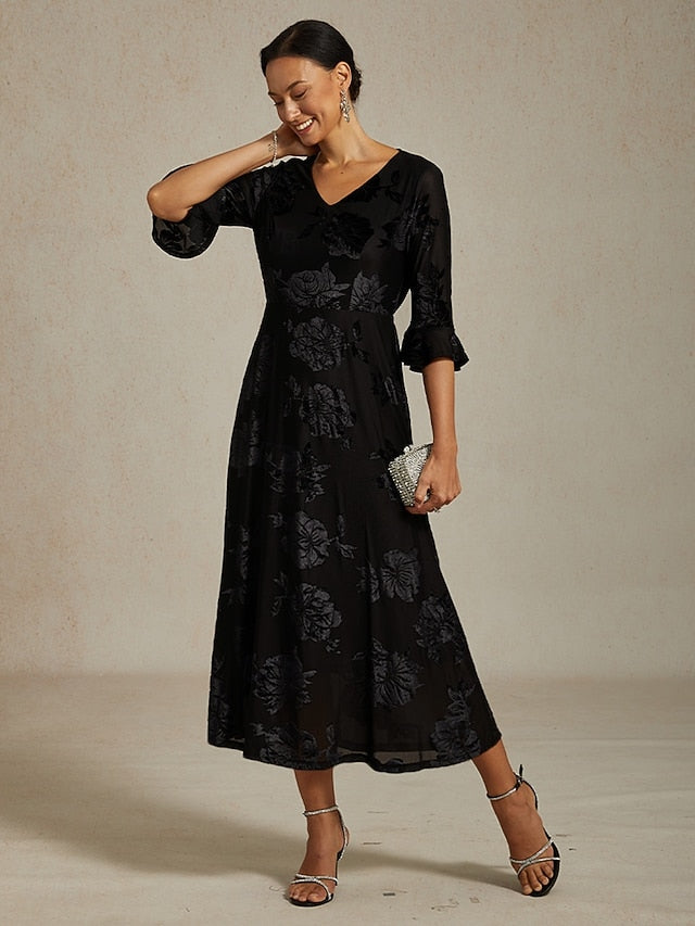 Women's Midi Dress Velvet Dress Elegant Wedding Guest