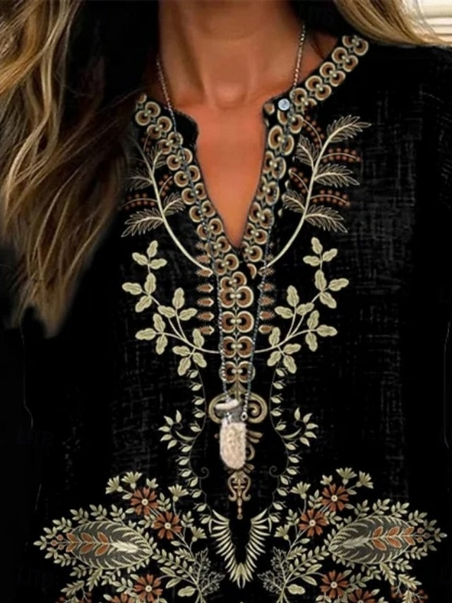 Women's Shirt Buttons Print Floral Daily Casual Long Sleeve