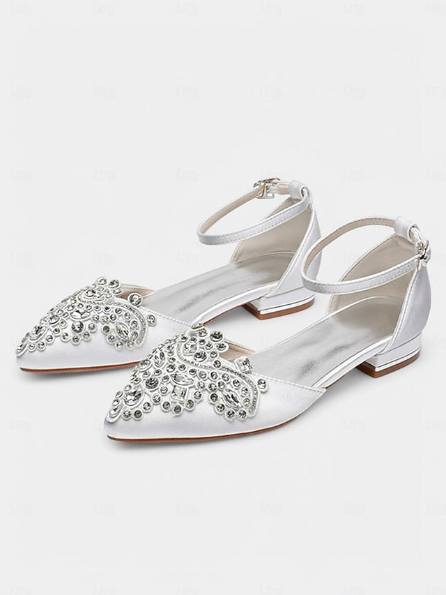 Style Gemstone Flats Vintage Embellished – Green Pointed-Toe