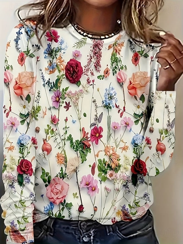 Women's T Shirt Print Floral Graphic Plants Bohemia Vintage