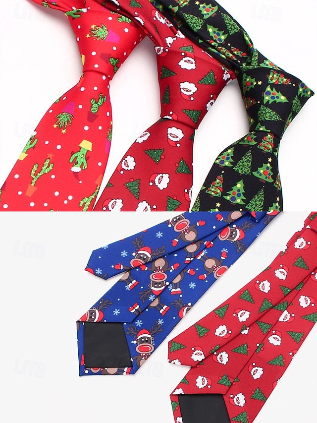 Polyester Tree Tie and Men's Silk – Fun Santa Christmas