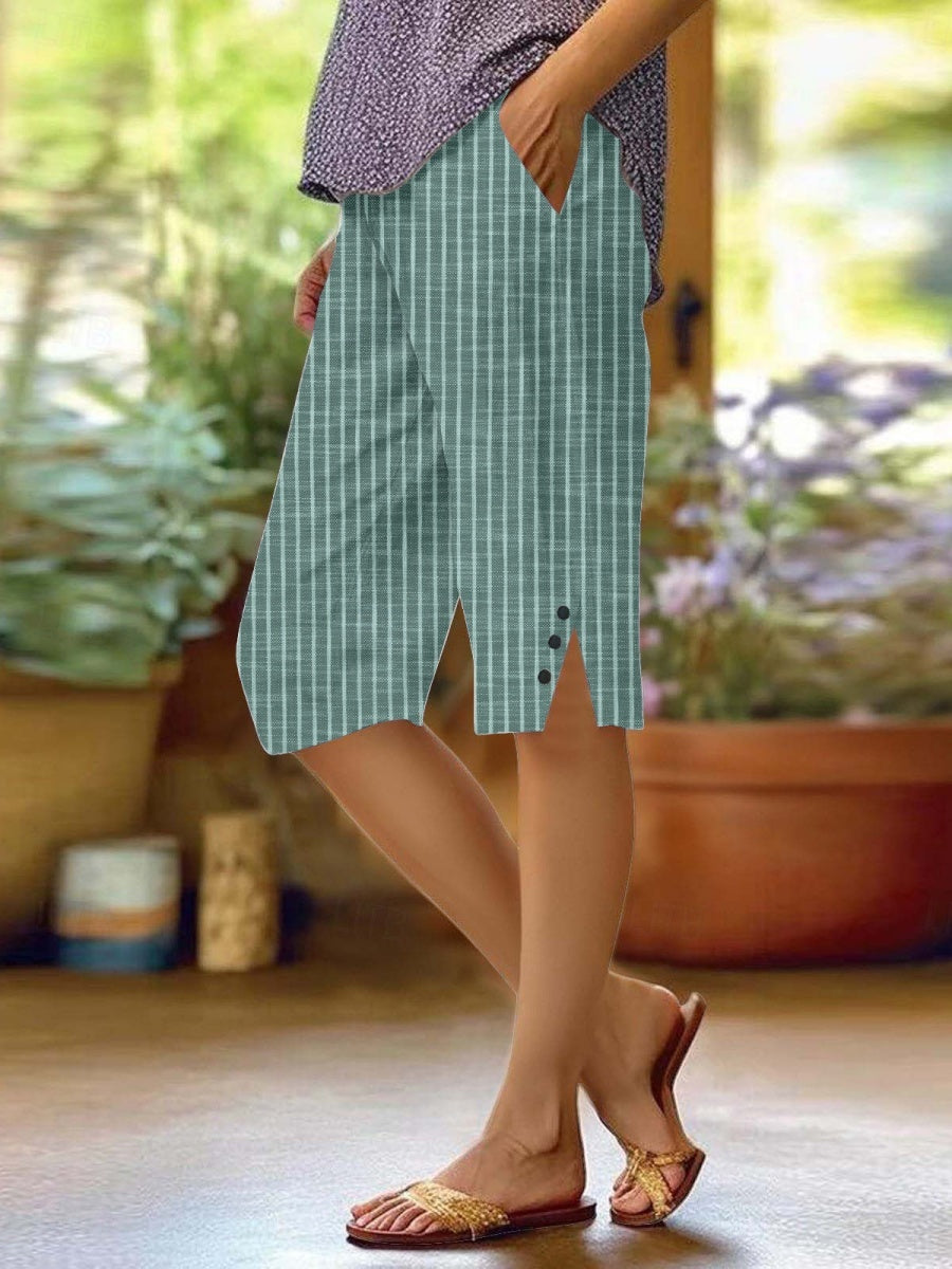 Women's Faux Cotton Linen Chinos Crop Streetwear Casual