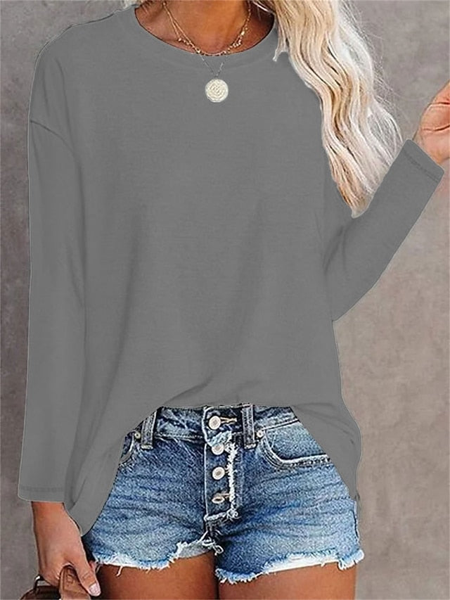 Women's T shirt Long Sleeve Crew Neck Long Sleeve Tunic