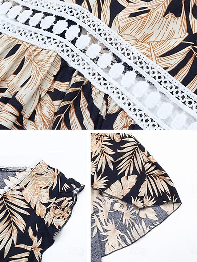 Women's Casual Dress Swing Dress Tank Dress Floral Leaf