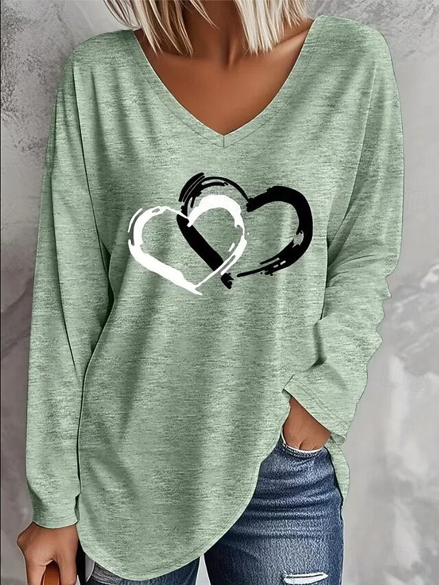 Valentine's Day Women's T Shirt Print Heart Graphic