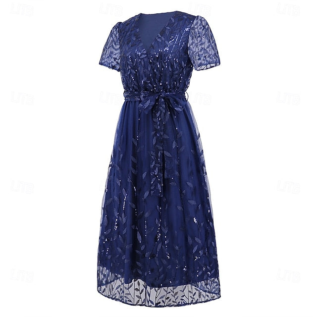 of Mother Sequin Neck the Bride A-Line V Dress Elegant