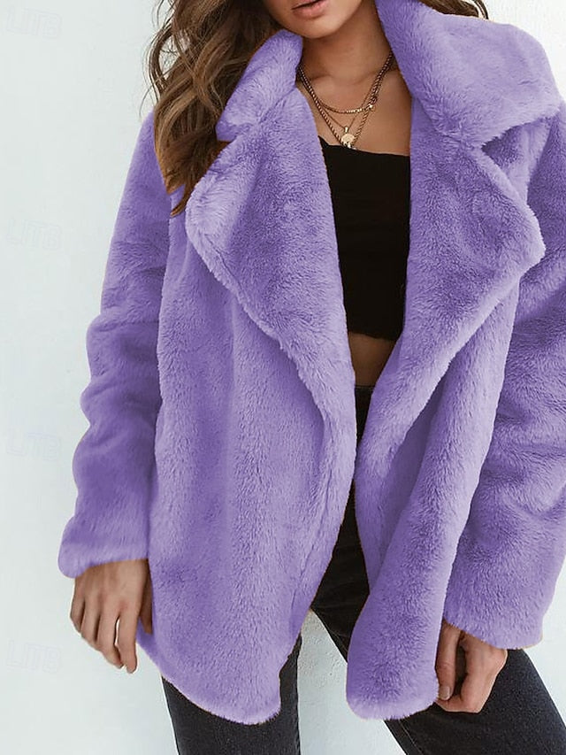 Coat Women's Teddy Faux Furs Fur Warm Comfortable