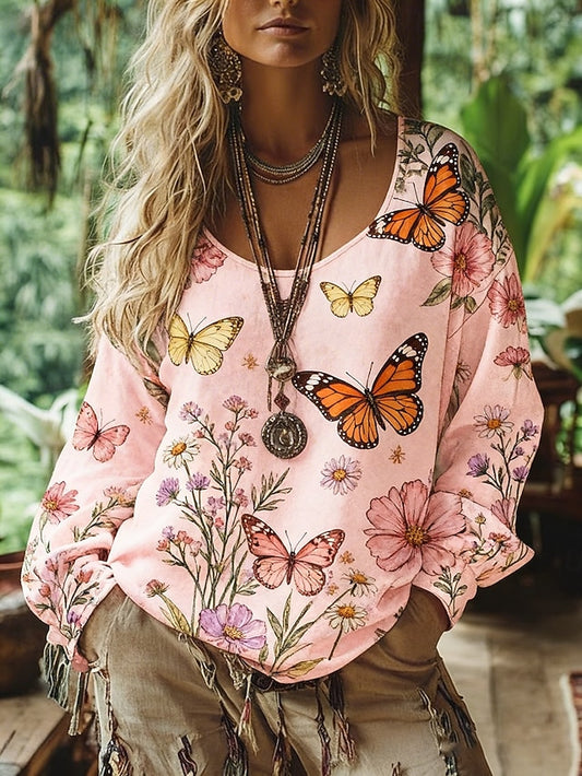 Women's Boho T-shirt T Shirt Tee Top Print Floral Vintage