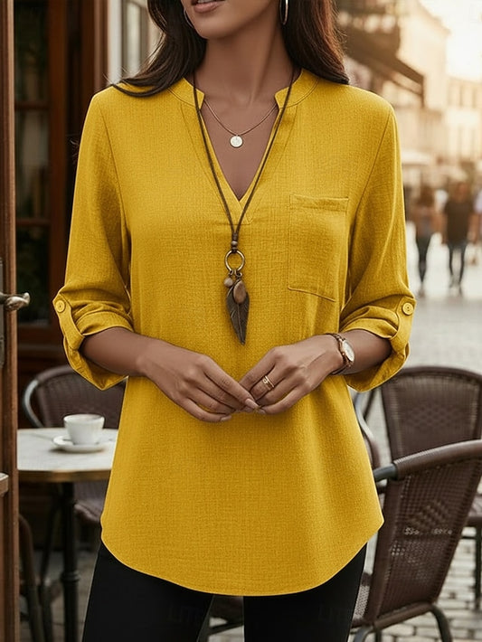 Women's Cotton Linen Shirts Summer Tops Blouse Dressy Tops