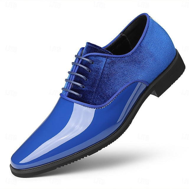 Shoes White Blue Finish Glossy Velvet with and Men's