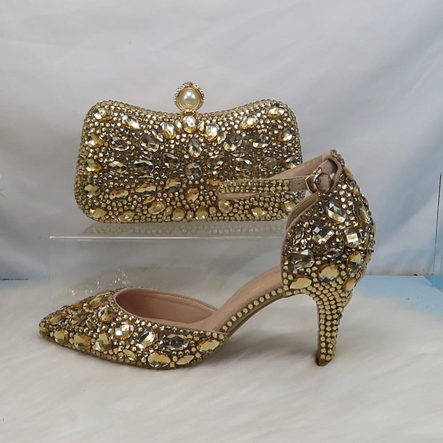 with Women's Wedding Heel Rhinestone High Multicolor Shoes