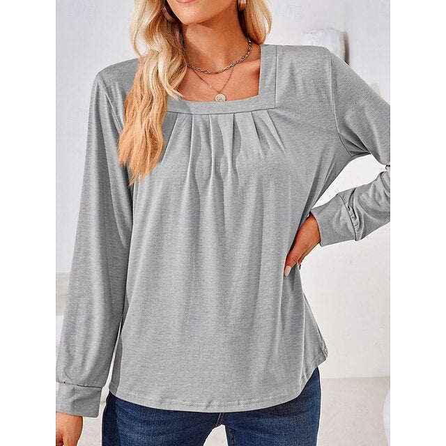 Women's Blouse Ruched Solid Color Daily Stylish Casual Long