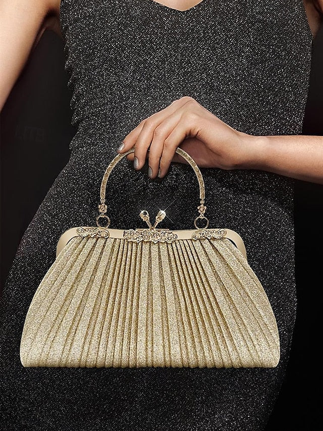 Women's with Evening Purse Clutch Vintage Glitter Pleated