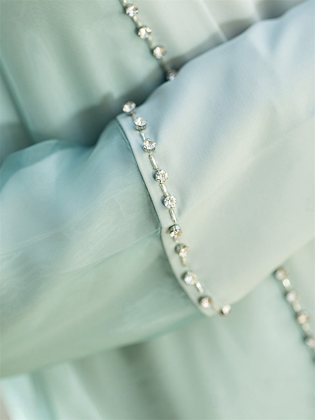 A-Line Floor Crew Dress the of Mother Bride Neck Vintage Elegant