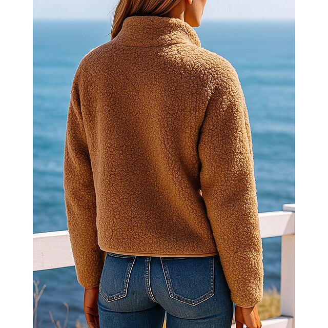 Women's Fleece Jacket Winter Coat Puffer Jacket Zip Up Long