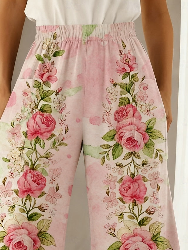 Women's Wide Leg Chinos Pants Trousers Vacation Bohemian