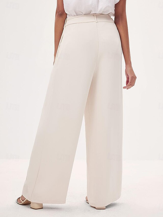 Women's Culottes Wide Leg Asymmetric Belted Full Length