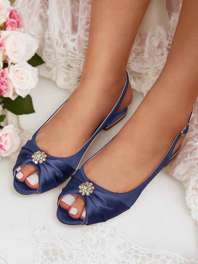 Wedding with Crystal Slingback Women's Satin Heels