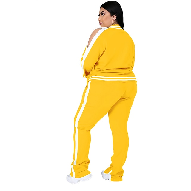Women's Tracksuit Sweatsuit Drawstring 2 Piece Striped