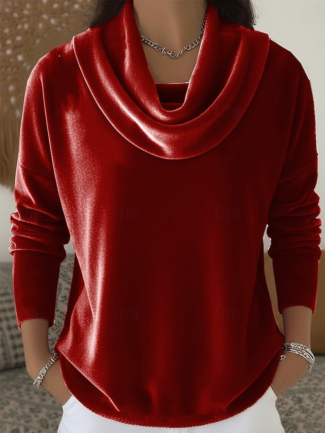 New Year Women's Velvet Elegant Cowl Neck Evening Party