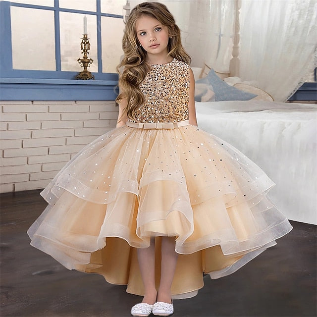 Kids Dress Girls' Solid Sleeveless Color Party