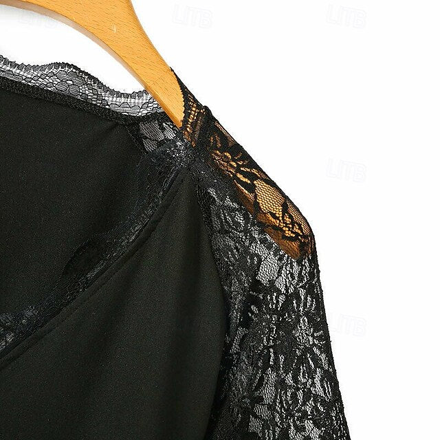 Women's Blouse Lace Trim Plain Elegant Vintage Stylish