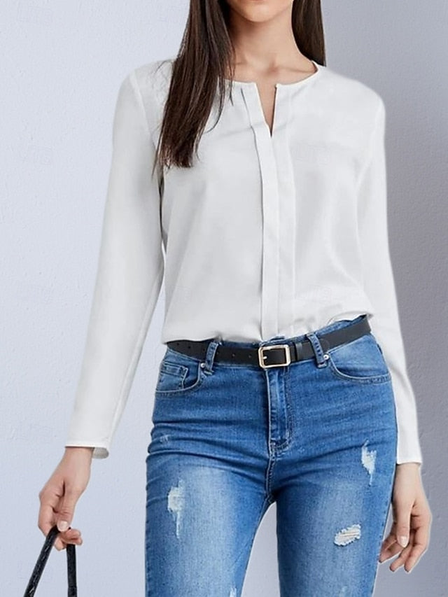 Women's Shirt Satin Shirt Casual Shirt Plain Vintage