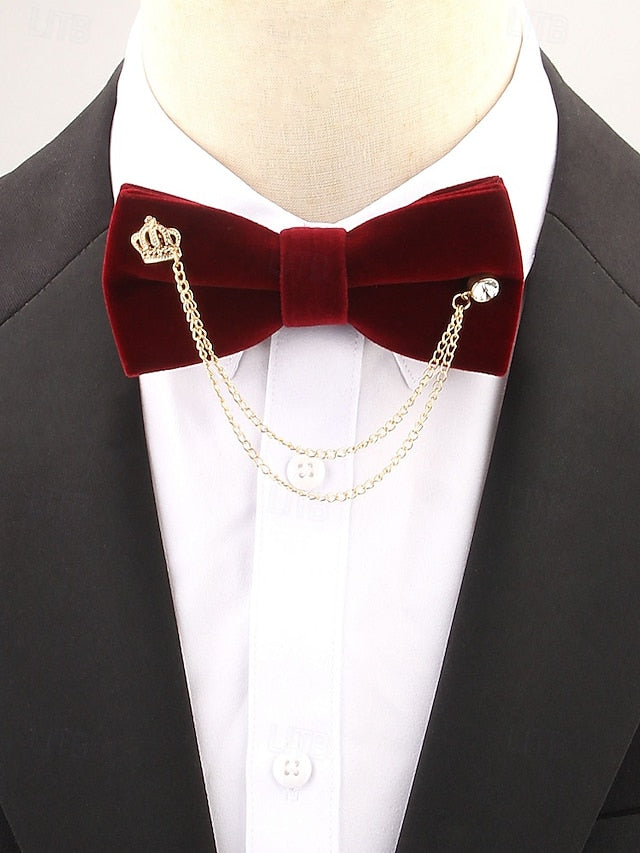 Detail Bow Chain Men's – Tie and Velvet with Crown