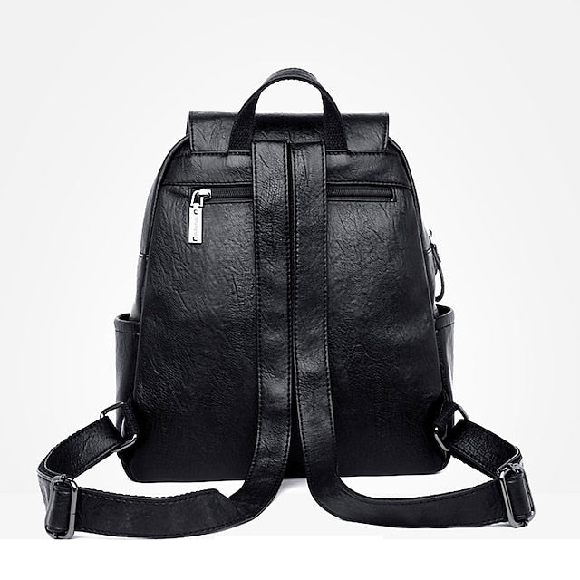 Faux Backpack Leather with Women's Burgundy Flap Closure