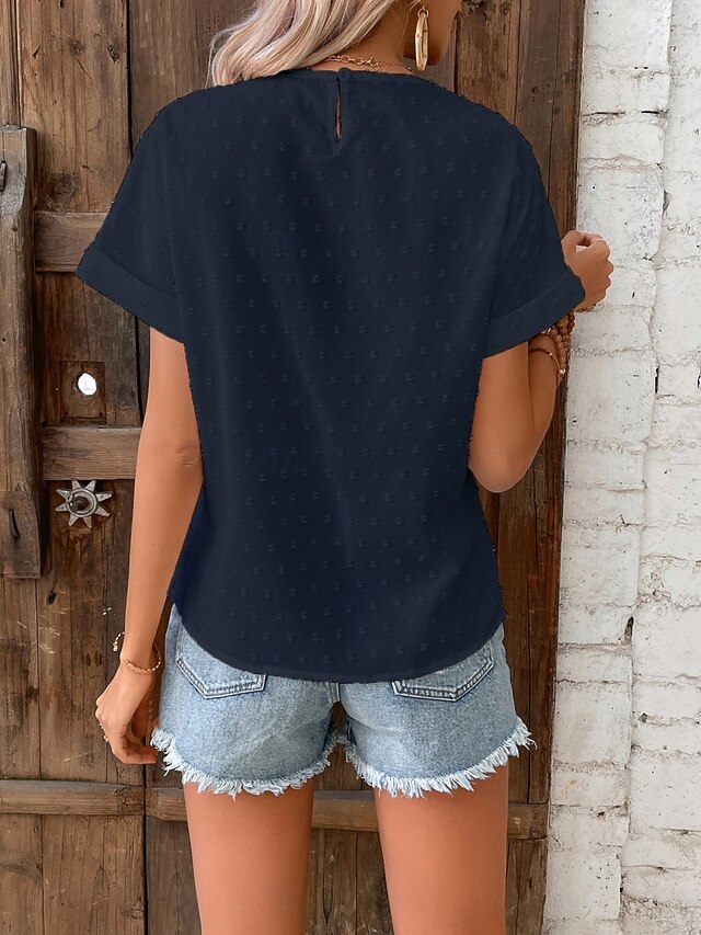 Women's T Shirt Lace Patchwork Plain Fashion Stylish
