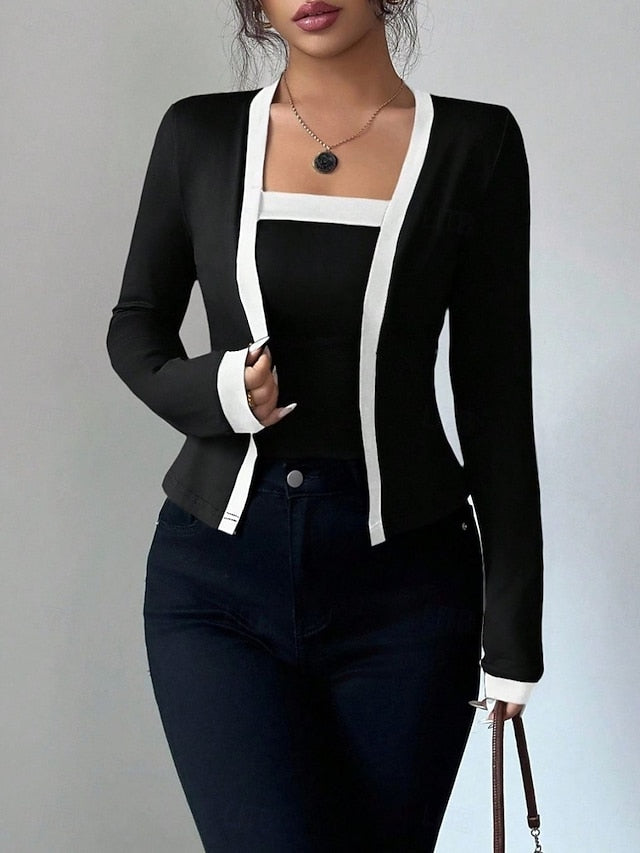 Women's Blouse Patchwork Solid Color Stylish Casual Long